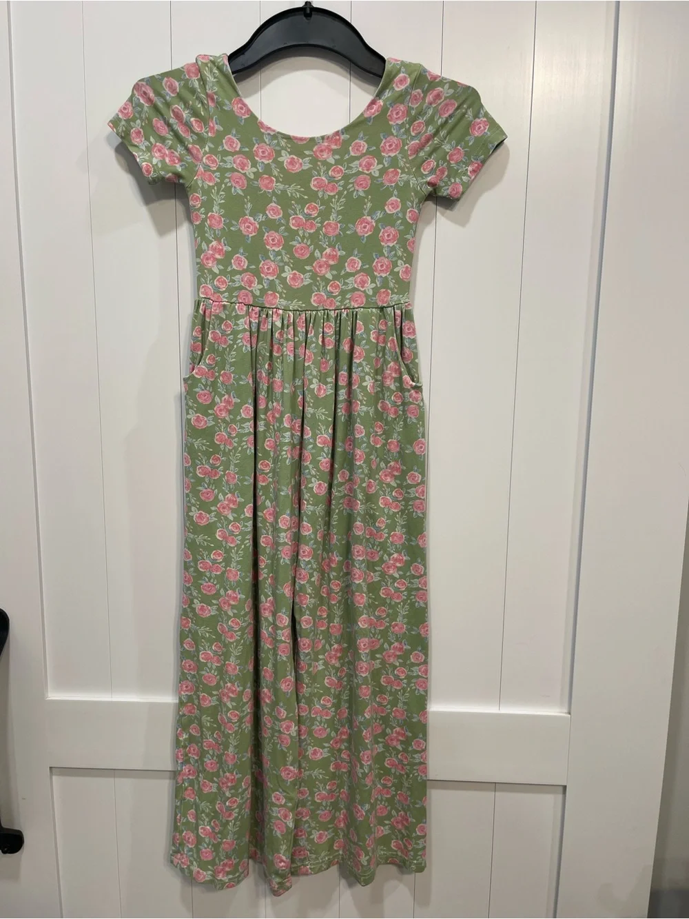 SweetHoney Green leggy romper with Pink Floral Print